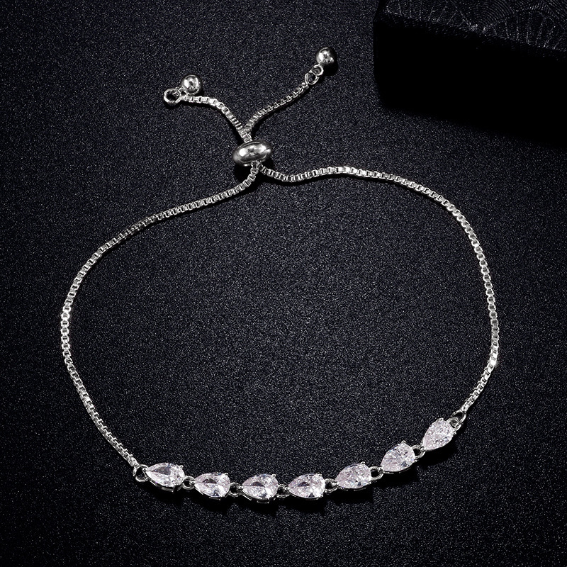 RAKOL 2022 new niche light luxury micro-inlaid water drop zircon bracelet women's fashion all-match pull bracelet