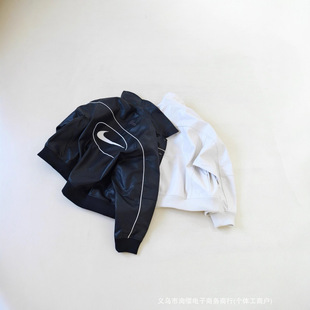 跨境批发25秋冬新款NK勾子皮夹克外套重工刺绣上衣男女同款情侣款-阿里巴巴
