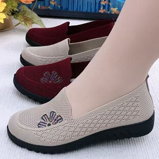 Beijing cloth slippers for summer and autumn, non-slip comfortable breathable shoes made of mesh, comfortable for older women, soft sole, for middle age