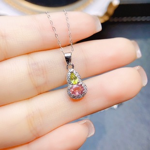 Factory wholesale explosions natural Tourmaline pendant S925 silver inlaid main stone 4*5 selling Europe and the United States a generation of hair