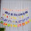 生日快樂字母拉旗燙金獨角獸生日派對裝飾魚尾拉旗水果馬卡龍橫幅