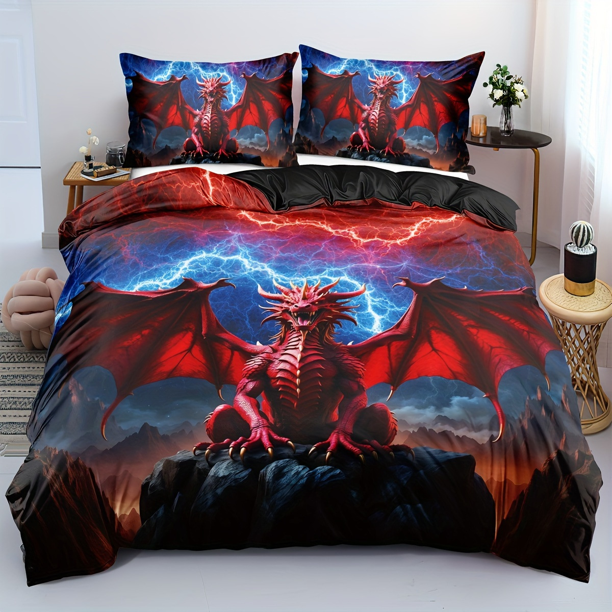 Transfronterizo para textiles domésticos abrasivos de impresión digital colorido dragón quilt kit fuente de fábrica TEMU / JIT