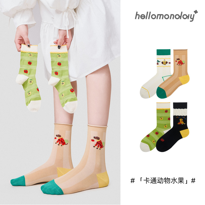 Original Cartoon Cute Socks for Women, Spring and Summer Knit Socks, Mid-Calf Socks, Korean Socks, Women's Socks, Wholesale from Zhuji