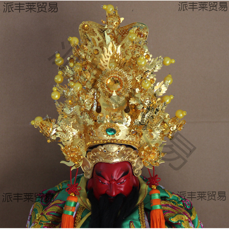 合金关公帽金珠金钻关圣帝君帽关羽冠神明关帝头盔