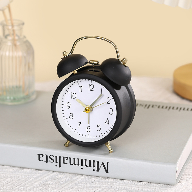 Reloj Despertador Retro – Campana Grande con Luz Nocturna y Diseño Silencioso