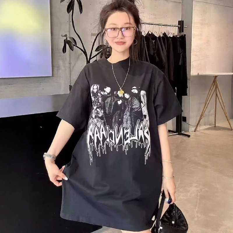 Premium Paris T-Shirt for Women, Band Print, Loose Round Neck, Pure Cotton, B-Brand Short-Sleeve T-Shirt, Unisex