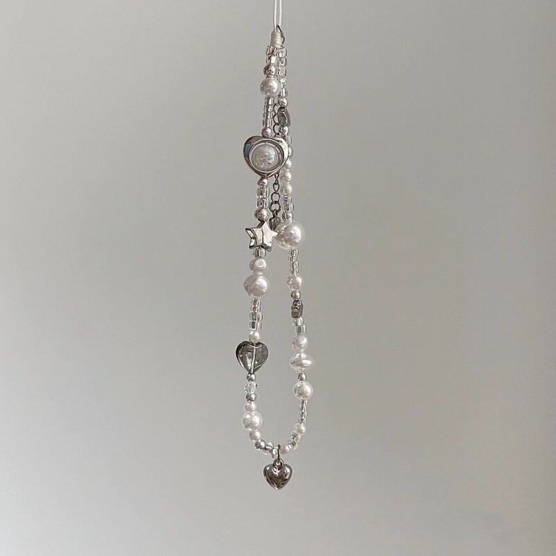 Ins Style Original Star Silver Mobile Phone Chain Ccd Camera Pendant DIY Beaded Handmade Lanyard Key Pendant