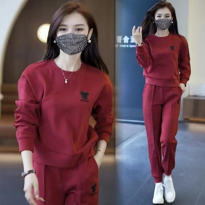 休闲运动套装女春秋季2025新款时尚洋气减龄大码卫衣跑步服两件套|undefined