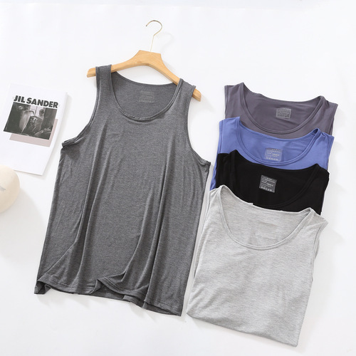 Modacel Men's Summer Loose Large Size Lining Running Underwear Tank Top for Innerwear, No Sleeve Fitness Home White Sweatshirt