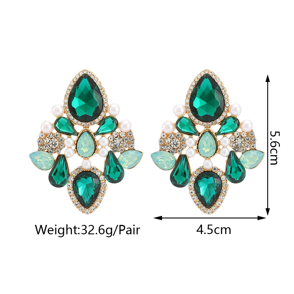 Retro Lady Simple Style Water Droplets Rhinestone Inlay Artificial Gemstones Women's Drop Earrings display picture 1