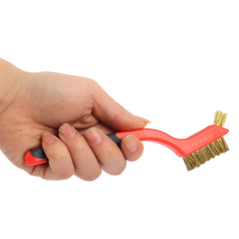 Cepillo de alambre de venta caliente transfronterizo Cepillo de herramienta de eliminación de óxido Cepillo de dientes de cocina Tres cepillos de alambre de embalaje independiente Cepillo de alambre de tira