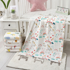 Baby bath towel six-layer printed gauze 70*90 infant baby bath small thickened gauze bath towel