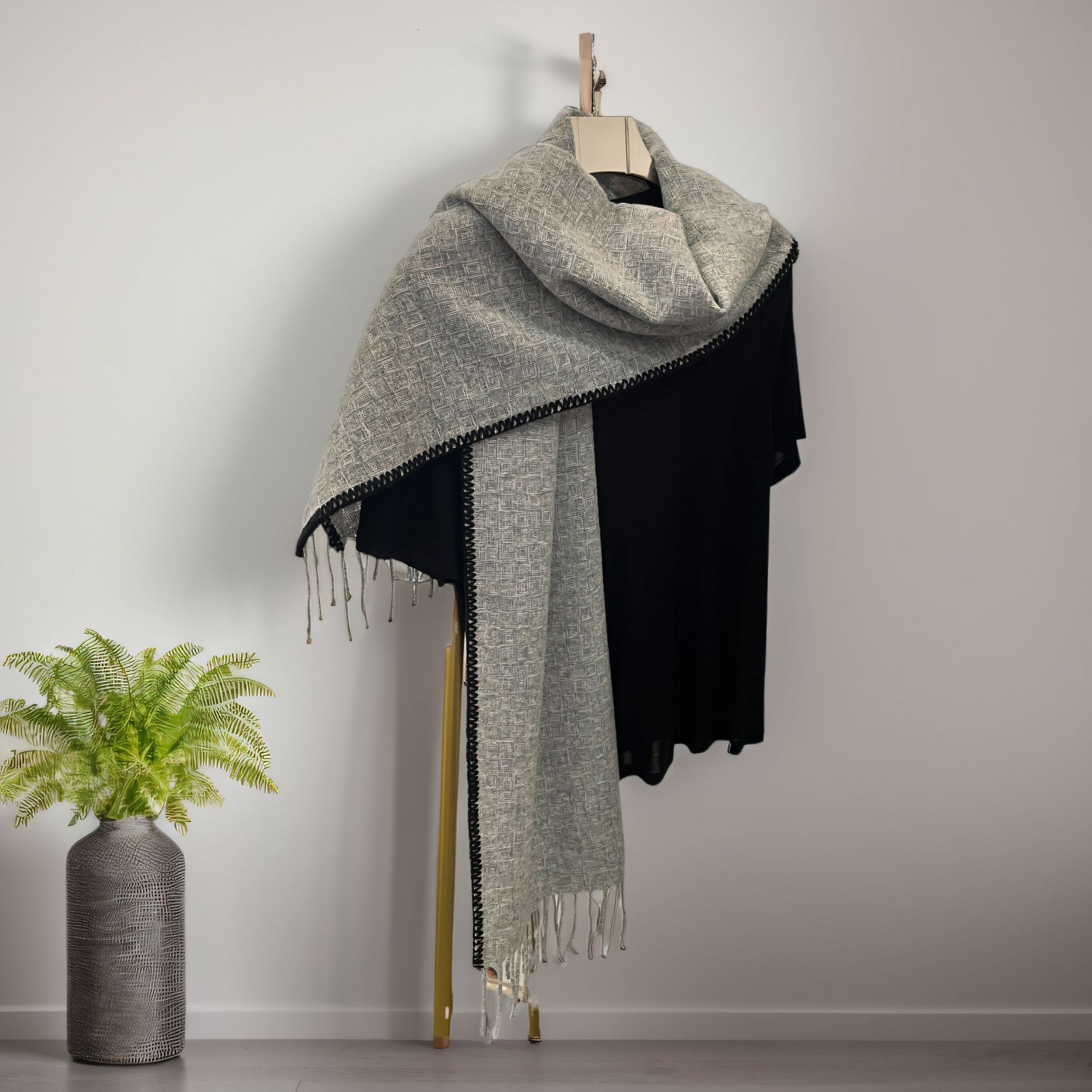 Damen Strickschal, Weicher Wollschal In Kontrastfarben Für Winter_voghion.com