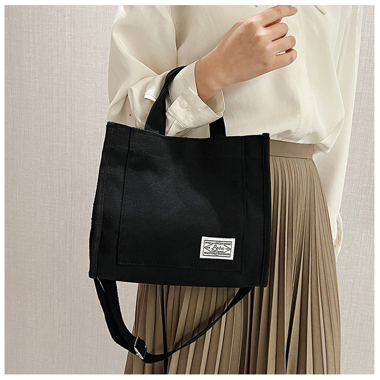 257g Weight Polyester Lining Material Sewing Thread Fashion Element Zipper Closure Type Single Shoulder Strap, Top Handle Strap Type Square Bag Bags Type Casual Occasion Canvas Material Solid Color Pattern All Seasons Season Women's Gender Streetwear Style Square Shape Women's Canvas Solid Color Streetwear Sewing Thread Square Zipper Square Bag 11