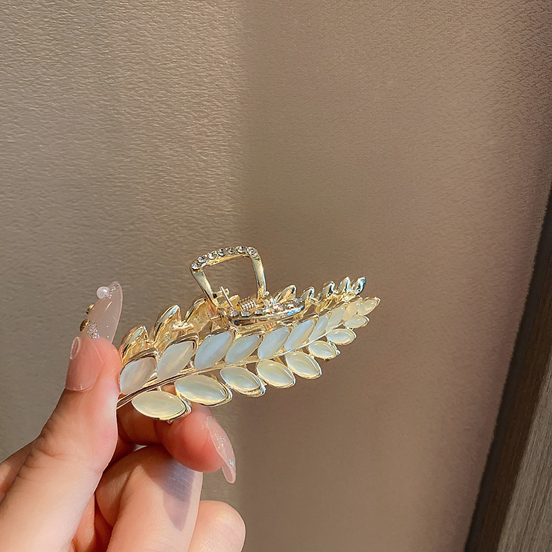 Wholesale Diamond Leaf Hairpin Opal Catch Clip Nihaojewelry Hair Accessories display picture 6