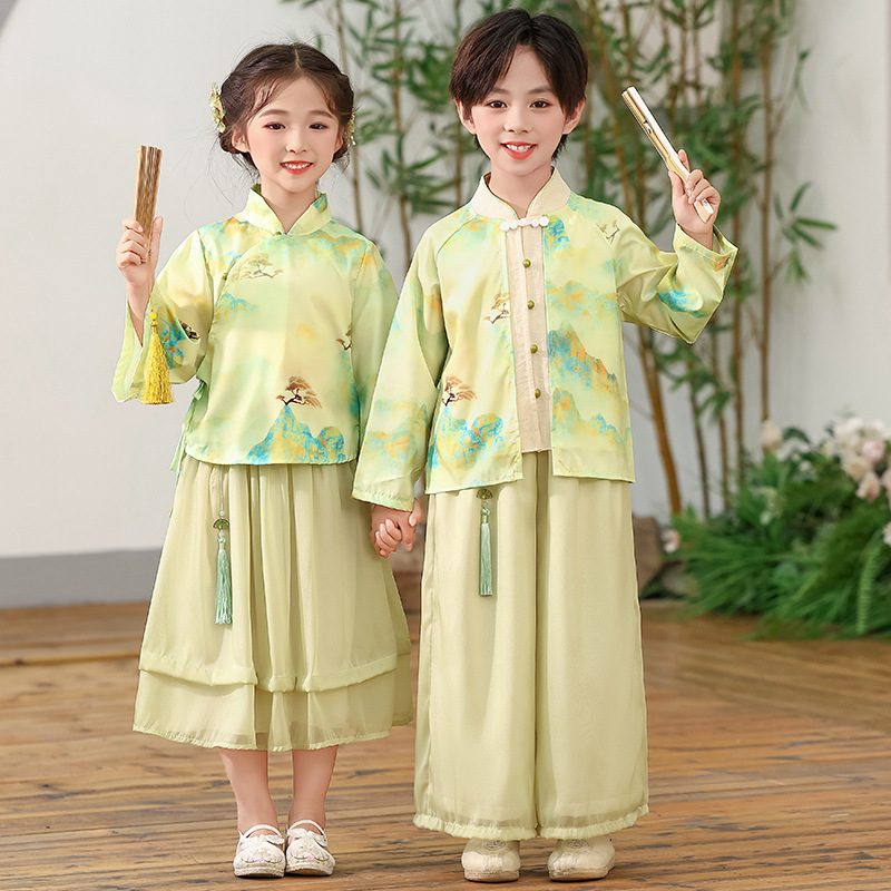 男女宝宝汉服夏季中国风国学六一表演服毕业季唐装拍照服装新中式