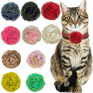 8cm new high-grade gold thread hem curly flower pet pendant flower cat dog accessories hairpin hair band accessories spot