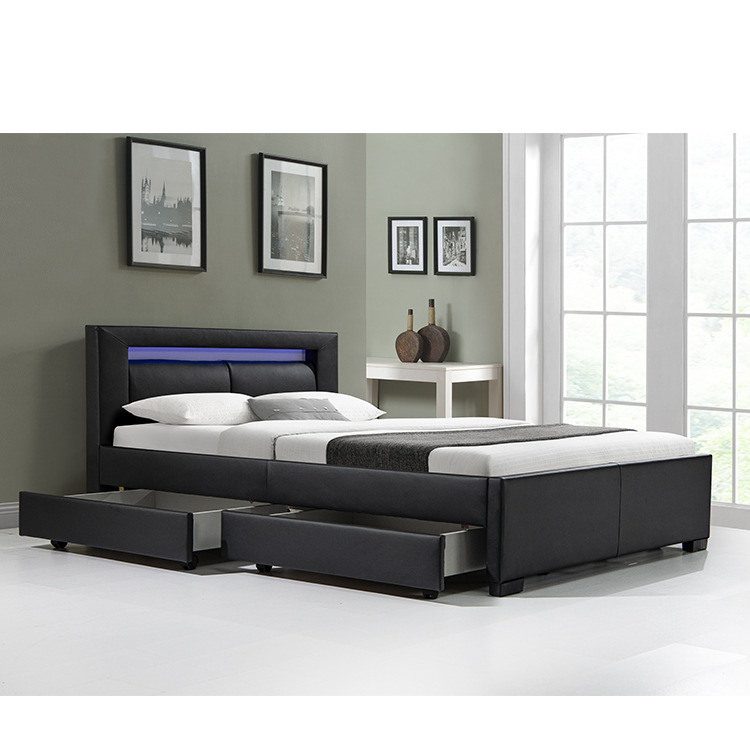 Foreign trade factory French style leather drawer bed storage large size bed single bed bed frame full