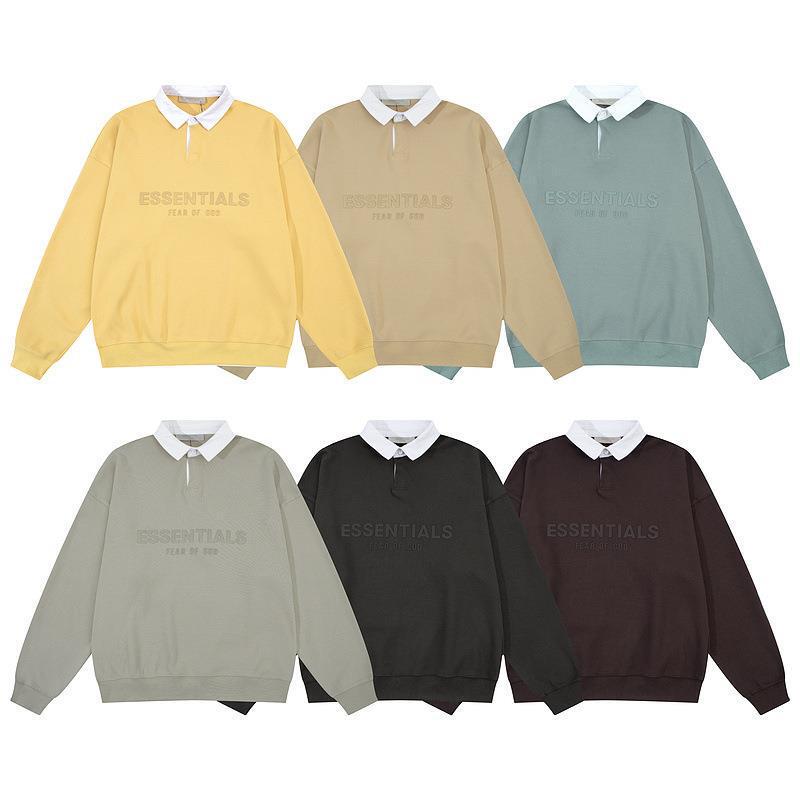 Fog Essentials Multi-Line Stereo Silicone Letter Waffle Polo Shirt Sweatshirt Fog Essentials Multi-Line Stereo Silicone Letter Waffle Polo Shirt Sweatshirt