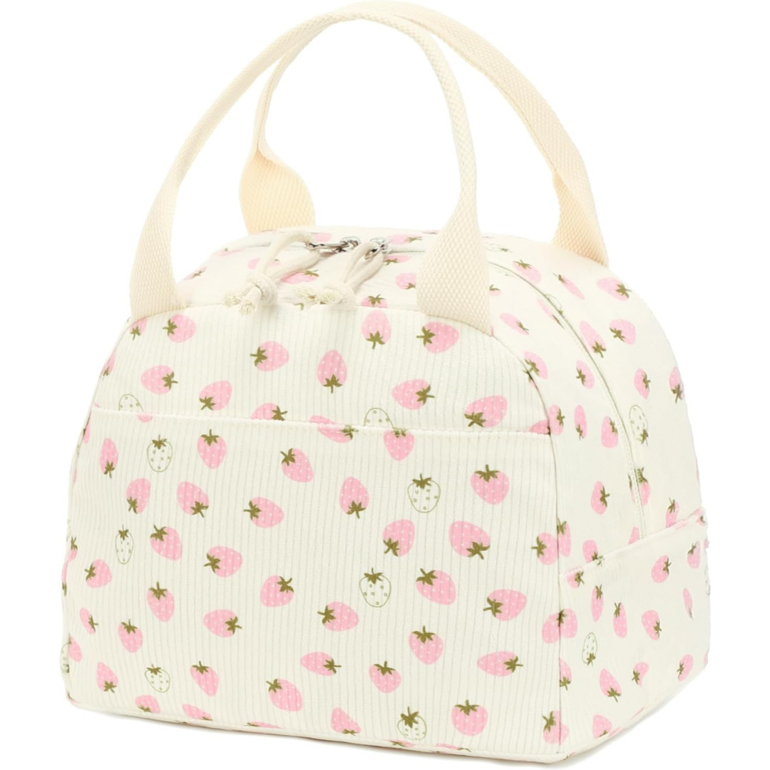 Nuevo producto transfronterizo Bolsa bento portátil con estampado de pana Bolsa de almuerzo fresca de gran capacidad adecuada para acampar al aire libre