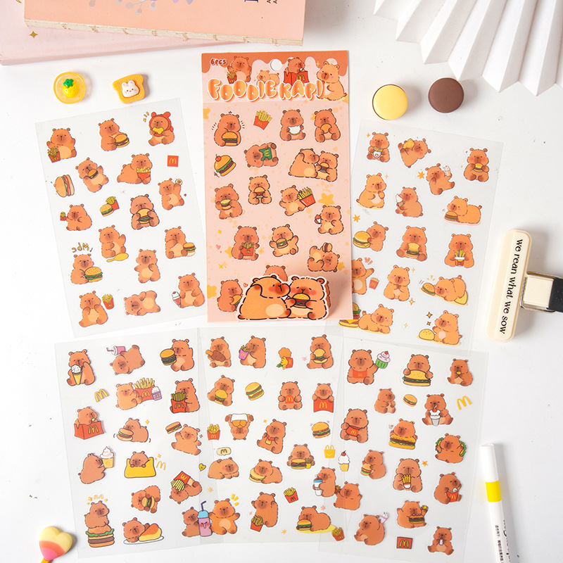 Cobaya Paradise PET pegatinas de cuenta manual a prueba de agua de conejillo de indias de dibujos animados lindo taza de agua caja de teléfono móvil tienda de mano decoración de collage