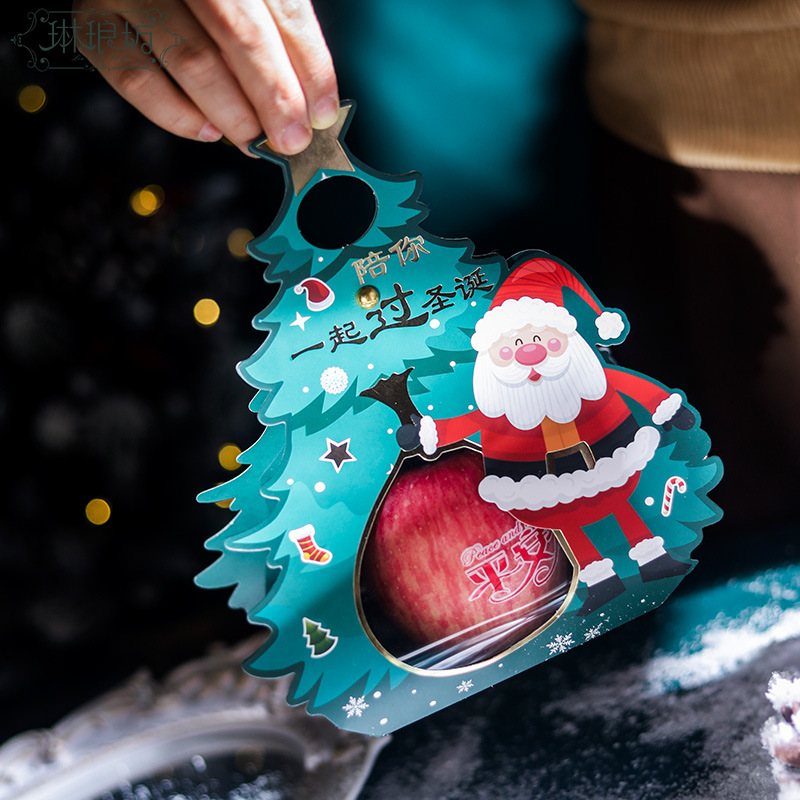 Caja de embalaje de fruta de Navidad fresca Santa ELK caja de transporte de mano 10 Navidad Apple caja portátil