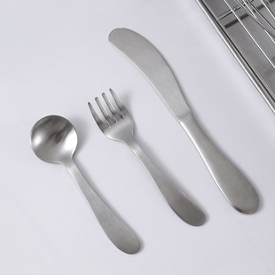 Japanese-style 304 stainless steel knife and fork spoon vintage brushed children's coffee spoon dessert fork Western-style knife and fork tableware set