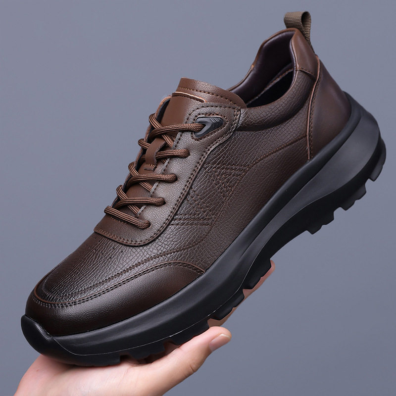 Giày thể thao nam tăng chiều cao, da phong cách casual, đế bằng gót thấp — H5539 màu nâu, H5539 đen, H5539-G tăng chiều cao màu nâu, H5539-G tăng chiều cao màu đen