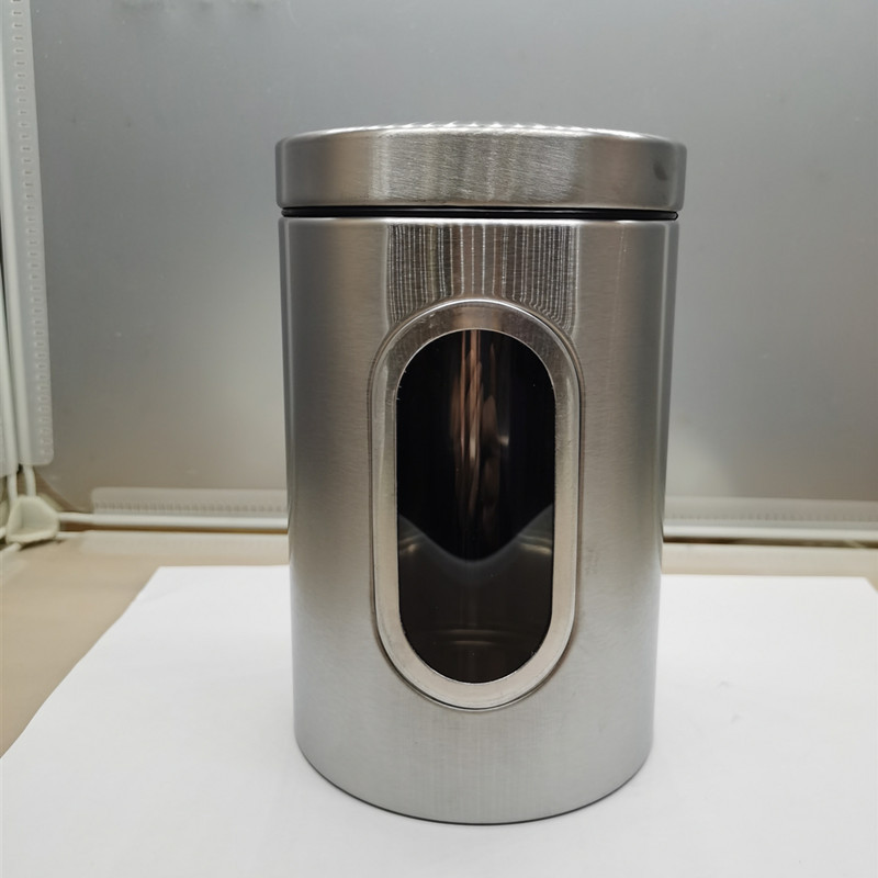 Cocina frijol Ventana de almacenamiento de alimentos tarro de té tuerca de café snack sellado de 3 piezas de acero inoxidable tarro de almacenamiento