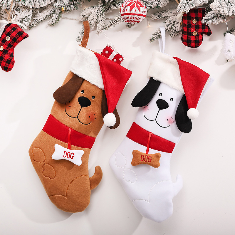 Decoración navideña con calcetines de regalo de hueso de perro navideño calcetines creativos nuevos para mascotas bolsa de regalo calcetines navideños