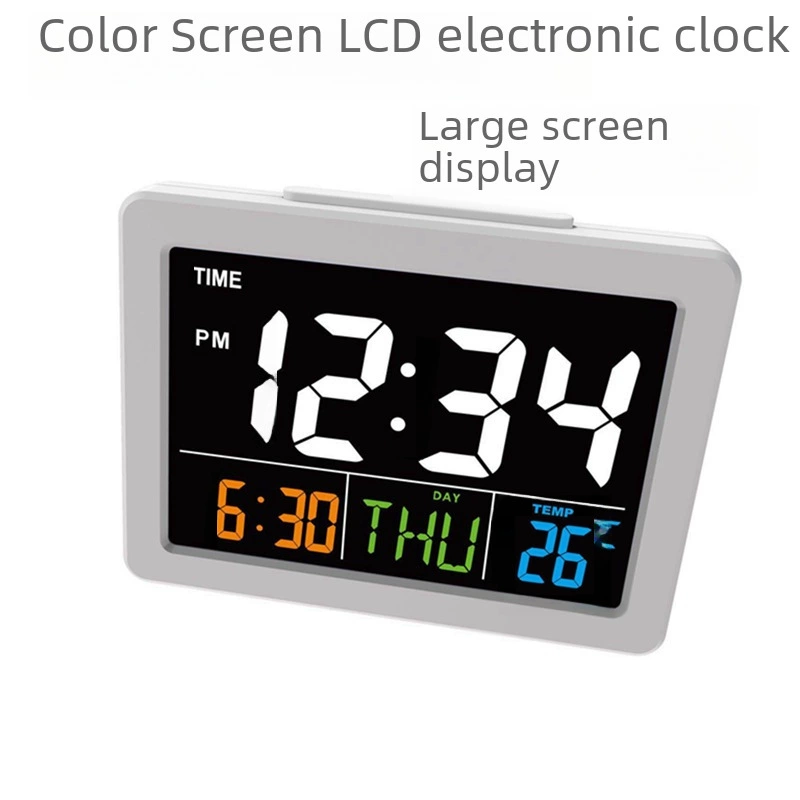 [Цветной экран LCD электронные настольные часы с температурой будильник ученички G2000 повтор отображения]
