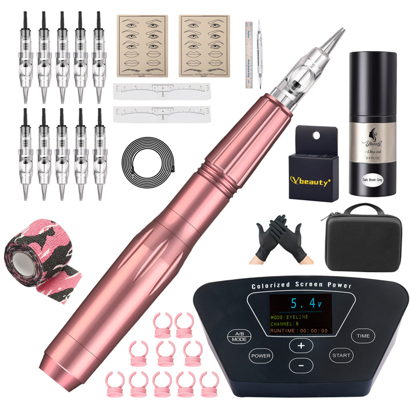 Instrumento de tatuaje Juego de tatuaje Máquina de tatuaje de cejas Fuente de alimentación de gran capacidad para tatuaje 10 suministros de tatuaje