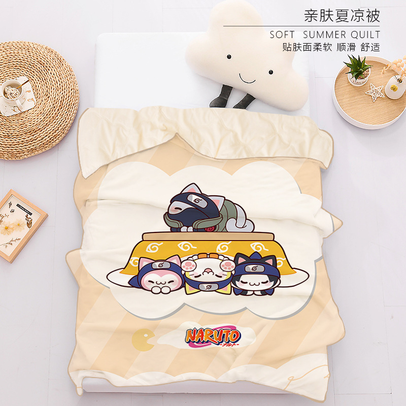 Cartoon Naruto Summer Cooling Quilt, Summer Cool Feeling Cartoon Children's Dormitory Single/Double Thin Quilt, Machine Washable Cartoon Naruto Summer Cooling Quilt, Summer Cool Feeling Cartoon Children's Dormitory Single/Double Thin Quilt, Machine Washable