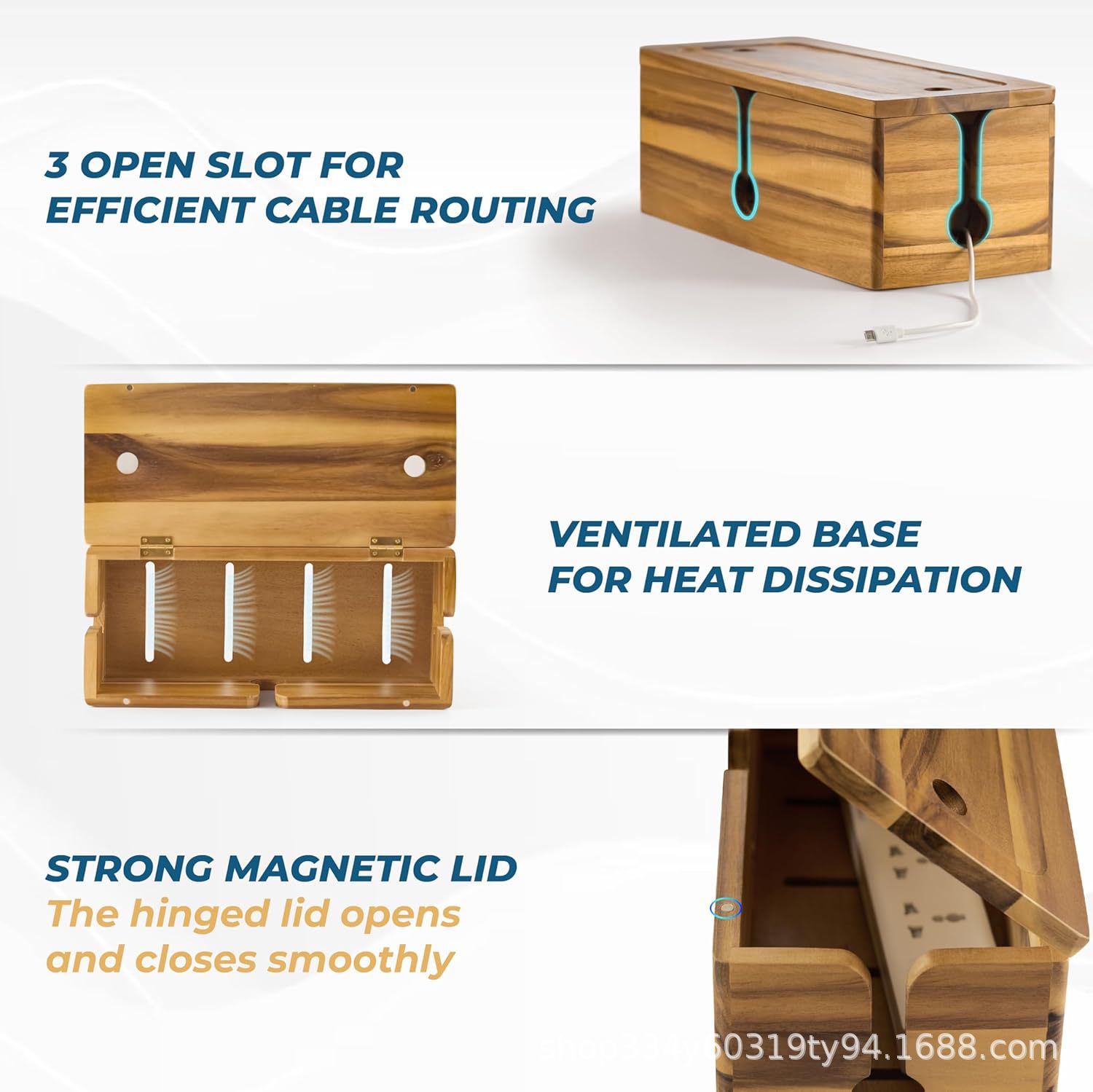 木质电缆盒桌面摆件金合欢木装饰挡盒插排收纳理线盒实木收纳盒