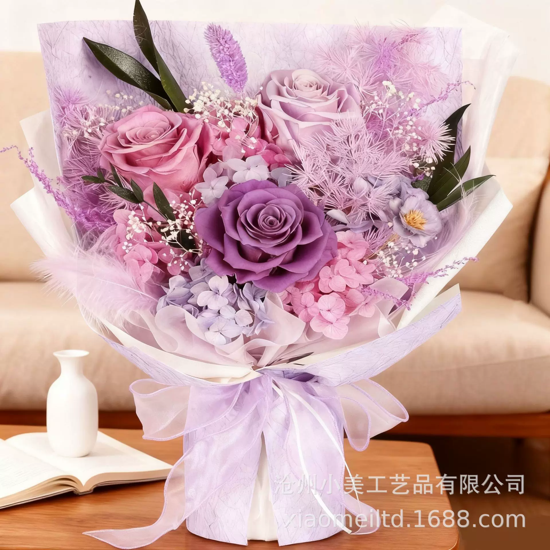 永生花亚马逊情人节母亲节玫瑰花花束礼品跨境成品永生花