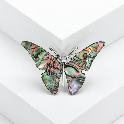 European and American fashion texture natural abalone shell butterfly brooch personalized high-end rhinestone corsage coat clothing pin