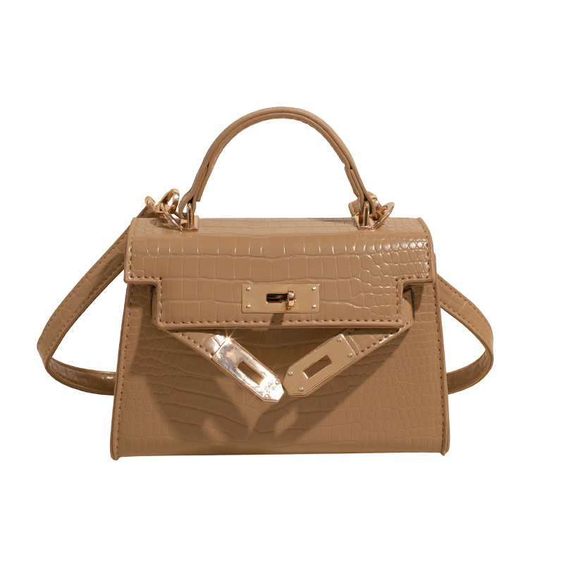 Bolso cuadrado pequeño portátil de alta gama para mujer 2025 nuevo patrón de cocodrilo platino Kelly bolso bandolera de moda
