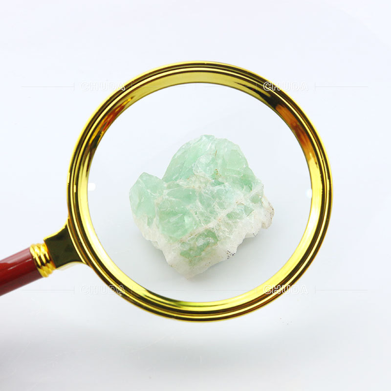 镀金色边框 红木头手柄大镜面老人赠品阅读手持放大镜 FM90