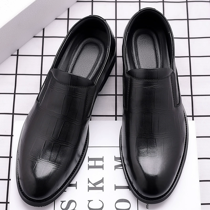 Мужская деловая повседневная кожаная обувь из натуральной кожи, мужская верхняя часть из воловьей кожи, формальная мужская обувь, увеличивающая рост, без шнуровки, оптовая продажа с фабрики