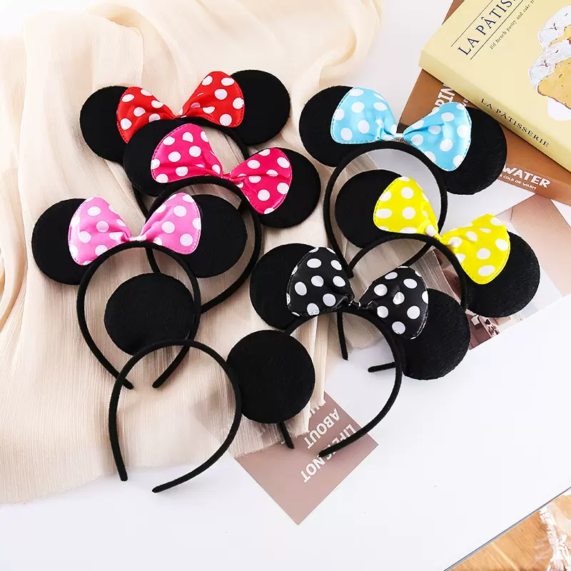 跨境热卖米奇发箍儿童节日派对表演米老鼠耳朵头箍米妮蝴蝶结发带