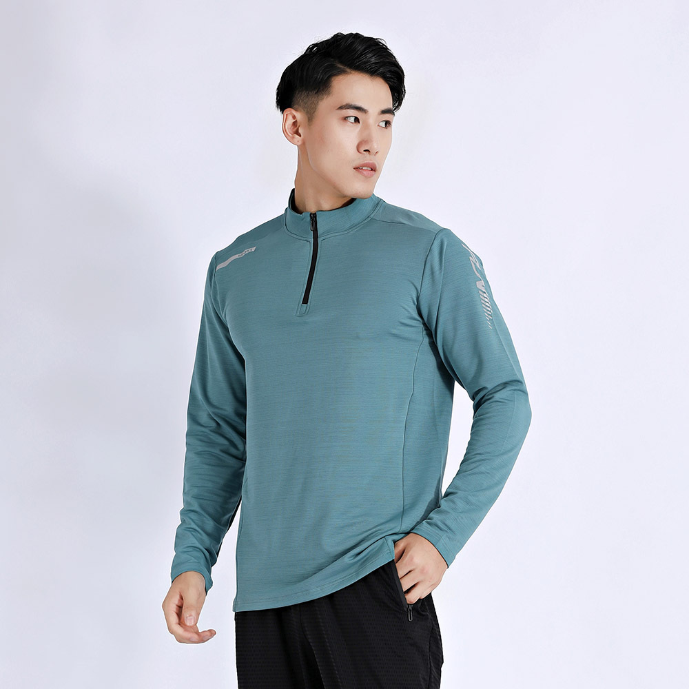Los hombres de deportes al aire libre ropa de entrenamiento Otoño e Invierno corriendo de manga larga de secado rápido transpirable cuello de pie media cremallera superior en stock al por mayor