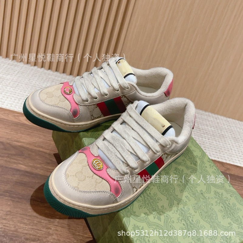 G's ダーティーシューズ刺繍プリント白靴 2025 初春スタイル古い色大きいサイズのカップルカジュアルシューズ女性用|undefined