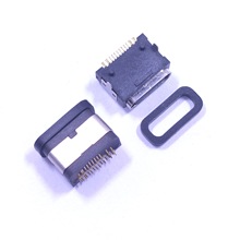 艾联特TYPE-C16P板上防水母座2脚L7.5mm带柱typec防水连接器USB头