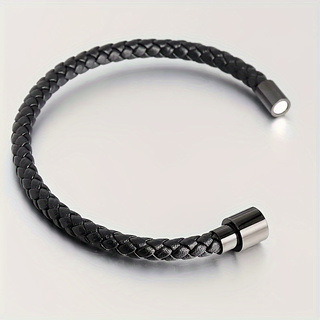 Men's Braided Leather Bracelet Waterproof And Hypoallergenic_voghion.com