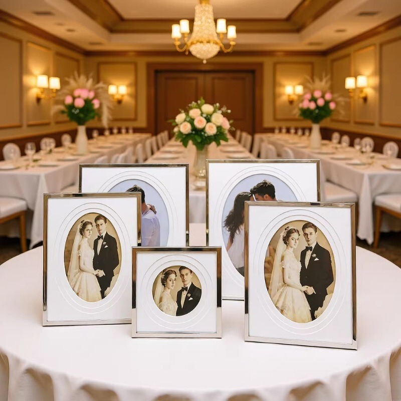 Simple Silver Metal Frame with Three-Layer Cardboard Inserts, Soft-Style Minimalist Photo Frame for Tabletop Display