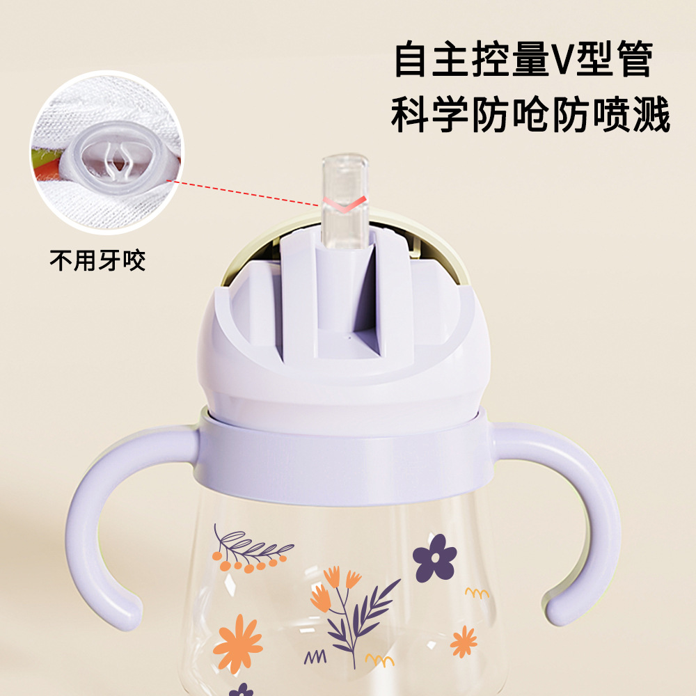 婴儿喝水杯tritan防呛学饮杯宝宝带刻度喝水杯儿童防摔学饮杯批发