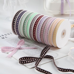 Jump Point Lace Plaid Ribbon Handmade DIY Bow Hairpin Jewelry Clothing Shoes Hat Flower Bundle Packaging Ribbon