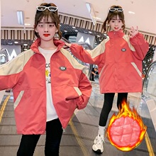 女童冲锋衣秋冬装2025新款韩版儿童夹棉外套中大童洋气户外登山服