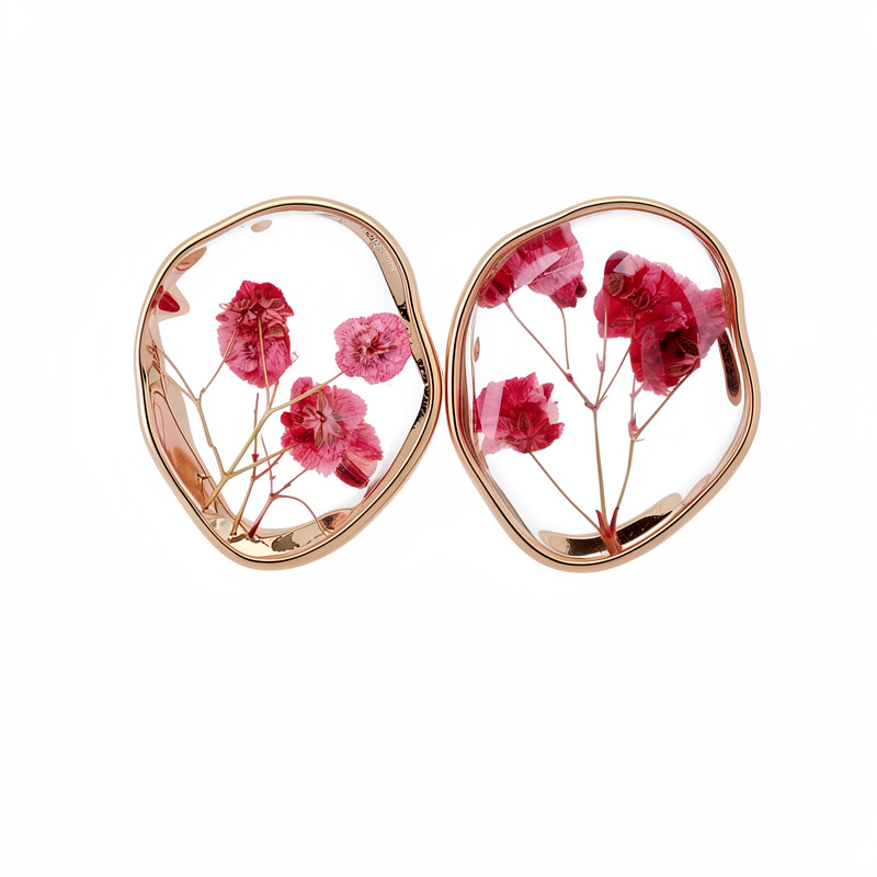 Aguja de plata flor de resina de aretes acessorios de vacaciones temperamento pequeño aretes frescos ligero lujo alta sensación auriculares al por mayor image 6