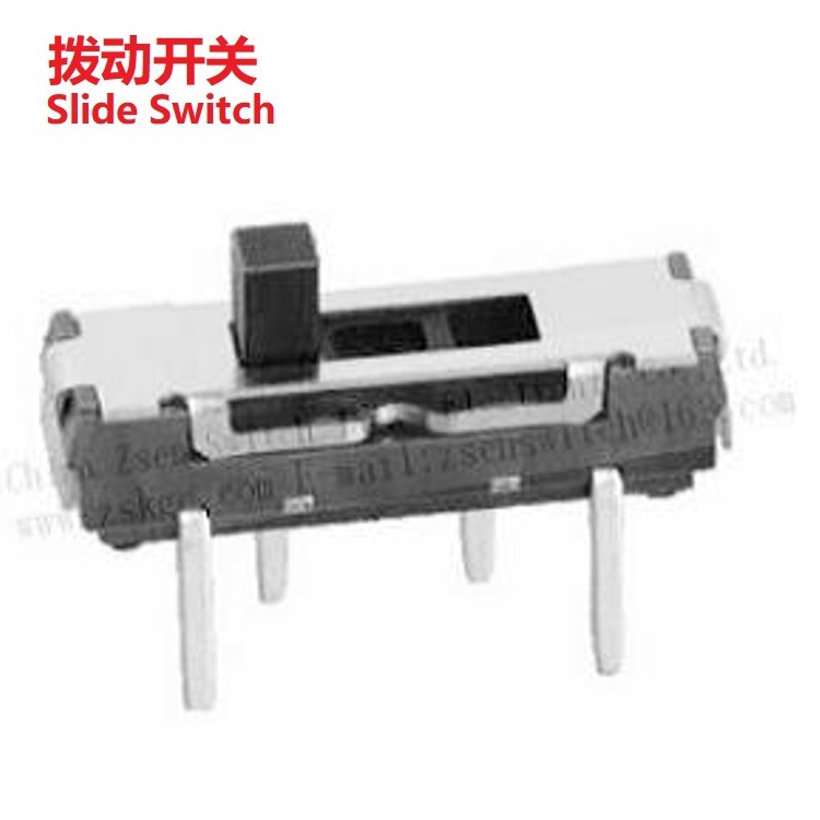 四脚侧拨滑动开关3位 4脚卧式拨动开关3档 四脚三档波动开关耐温